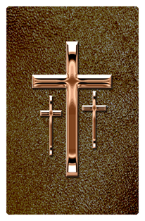 DF35T 517 BZ SH BR Bronze 3 Crosses Shimmer Brown Background